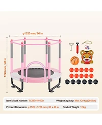 Mecale Kids Trampoline, 60" (5 ft), Enclosure Net & Basketball Hoop, Indoor/Outdoor