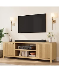 gaomon Fluted Tv Stand for 80" TVs, Modern Entertainment Center with Storage