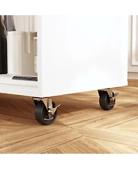 Homsee Kitchen Cart with 2-Drawer 2-Door, Internal Storage Racks, Rolling Island with Cabinet