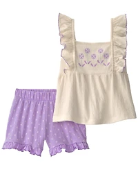Carter's Girls' 2T-5T Floral Top and Short, 2-Piece Set