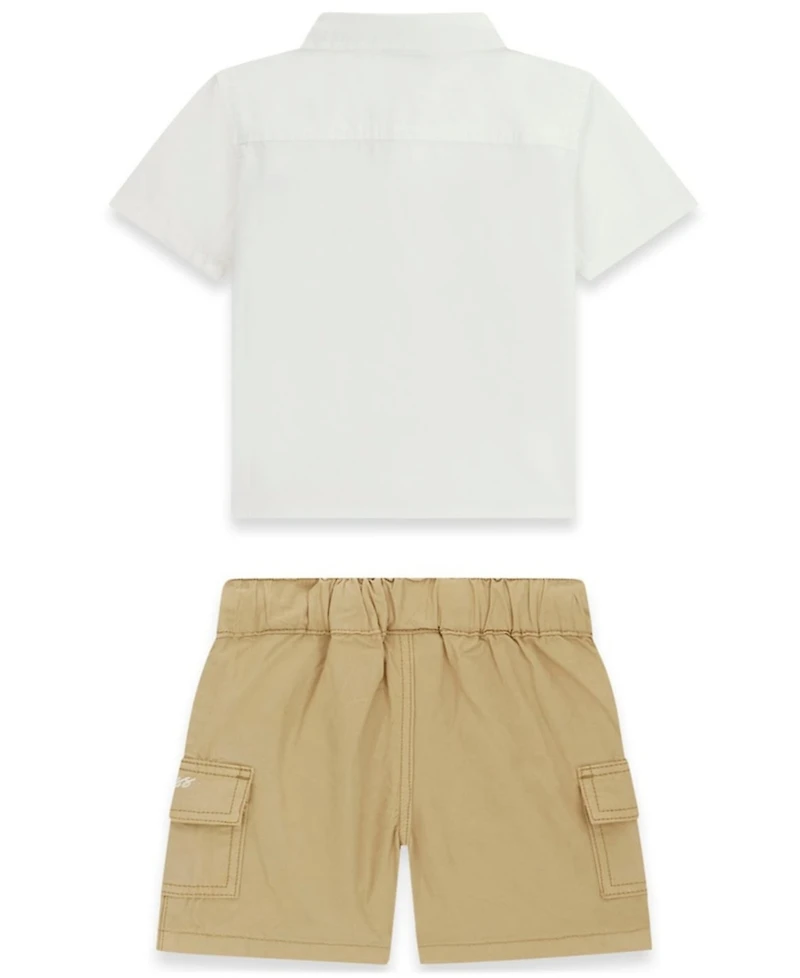 Guess Baby Boys' Short-Sleeve Poplin Shirt and Cargo Shorts, 2-Piece Set