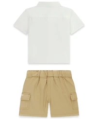 Guess Baby Boys' Short-Sleeve Poplin Shirt and Cargo Shorts, 2-Piece Set