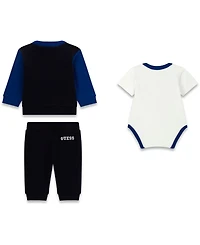 Guess Baby Boys' Bodysuit, Zip-Up Top, and Sweatpant, 3-Piece Set