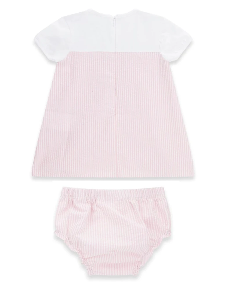 Guess Baby Girls' Mixed Fabric Dress and Matching Bloomer