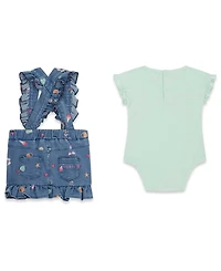 Guess Baby Girls' Short-Sleeve Bodysuit and Stretch Denim Skirtall, 2-Piece Set