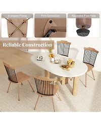 Gymax Windsor Chair Set of 4 Metal Legs Supported Dining Chair Farmhouse Armless Chair