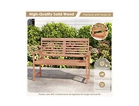 Outdoor 2-Seat Wood Loveseat with Slatted Seat Design