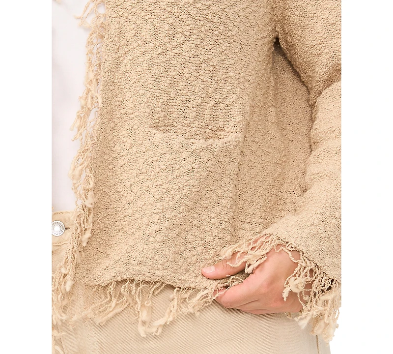 Vince Camuto Plus Long-Sleeve Fringe Cropped Jacket