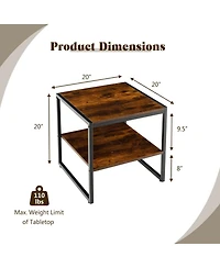 Gymax 2PCS 2-Tier End Side Sofa Coffee Table 20'' Square Table for Living Room Bedroom