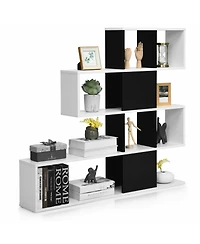 Gymax 5-Tier Bookshelf Corner Ladder Bookcase Display Storage Rack