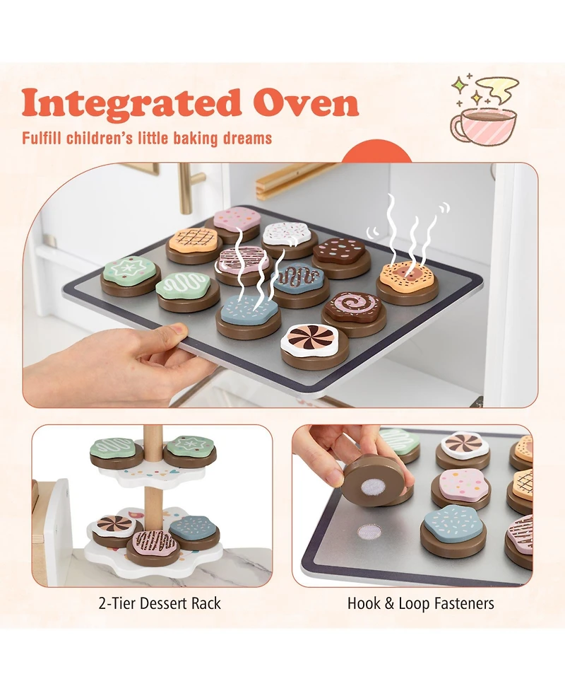 Slickblue Pretend Play Kitchen for Kids with Interactive Lights and Sound