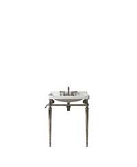 Sillysis 28" Bathroom Console Sink with White Ceramic Vanity, Wall Mounted Basin & Stainless Steel Legs, Towel Bar Included