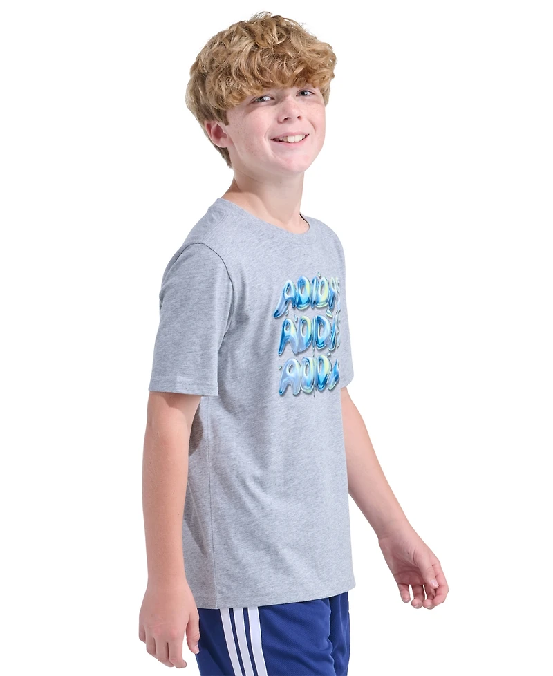 adidas Boys' 8-20 Short-Sleeve Chrome Lineage Stack Heather T-Shirt