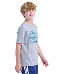 adidas Boys' 8-20 Short-Sleeve Chrome Lineage Stack Heather T-Shirt