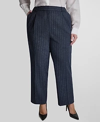 Dkny Plus Mid-Rise Pinstripe Pleated Trouser