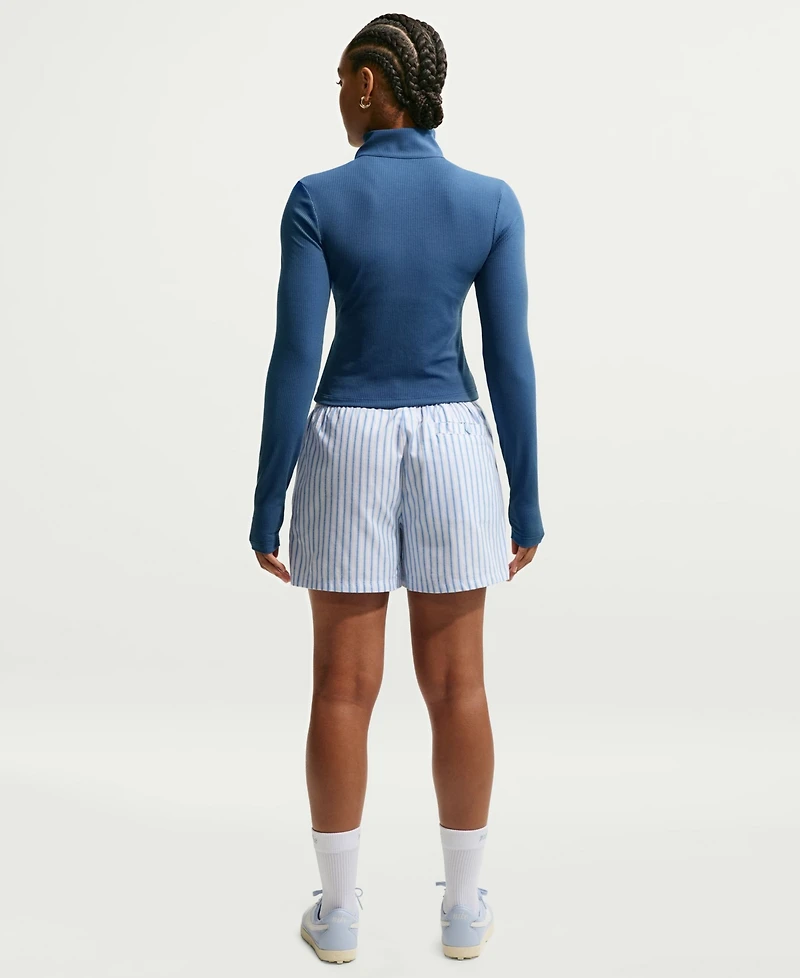 Nike Women's Sportswear Ribbed Quarter-Zip Long-Sleeve Top