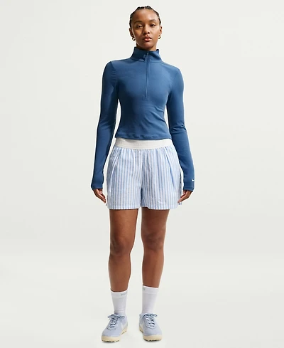 Nike Women's Sportswear Ribbed Quarter-Zip Long-Sleeve Top