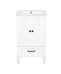 Sillysis Bathroom Vanity with Sink, Cabinet with Doors and Drawer, Magnetic Door and Adjustable Feet for Small Bathrooms