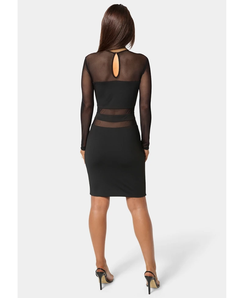 Bebe Women's Illusion Mesh Mini Dress