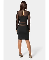 Bebe Women's Illusion Mesh Mini Dress