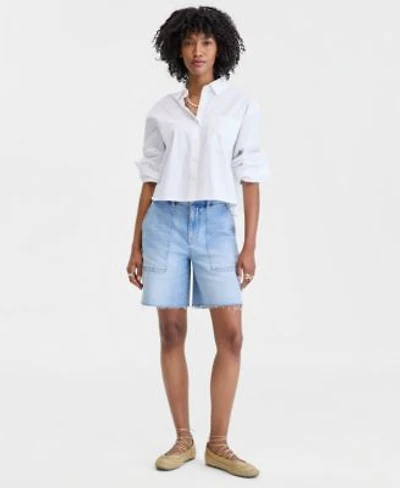 On 34th Womens High Rise A Line Denim Utility Bermuda Shorts Macys Exclusive