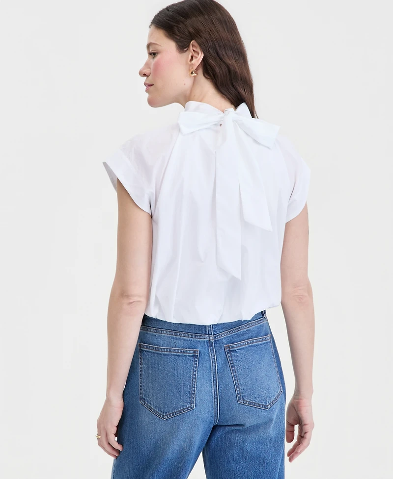 On 34th Women's Cotton High-Neck Bubble Top, Macy's Exclusive