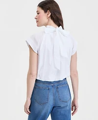 On 34th Women's Cotton High-Neck Bubble Top, Macy's Exclusive