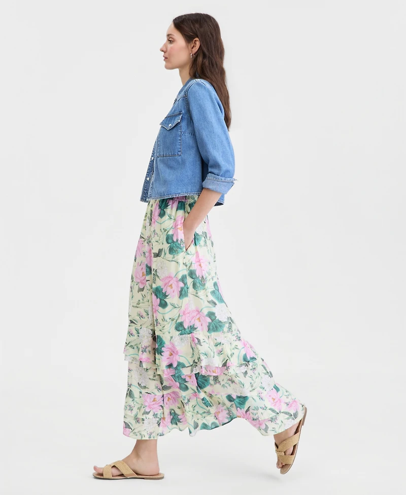 On 34th Women's Tiered Chiffon Pull-On Floral Maxi Skirt, Macy's Exclusive