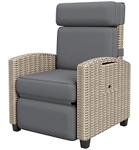 gaomon Rattan Recliner Chair Single Sofa with Thick Cushions and Frame for Deck Porch Poolside Garden Patio Lounge