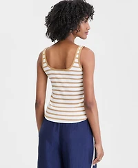 On 34th Women's Button-Down Contrast-Stitch Rib Tank Top, Macy's Exclusive