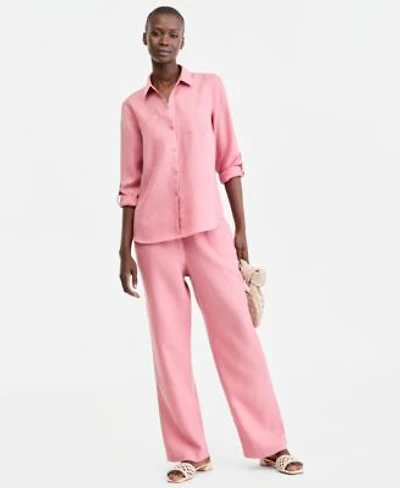 Charter Club Womens 100 Linen Shirt Drawstring Pants Macys Exclusive