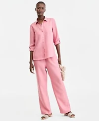 Charter Club Womens 100 Linen Shirt Drawstring Pants Macys Exclusive