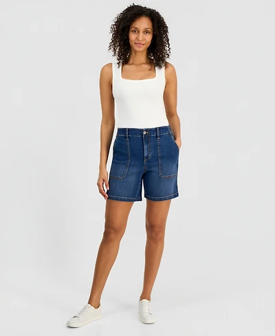 Style & Co Women's High-Rise Utility Pocket Denim Shorts, Macy's Exclusive