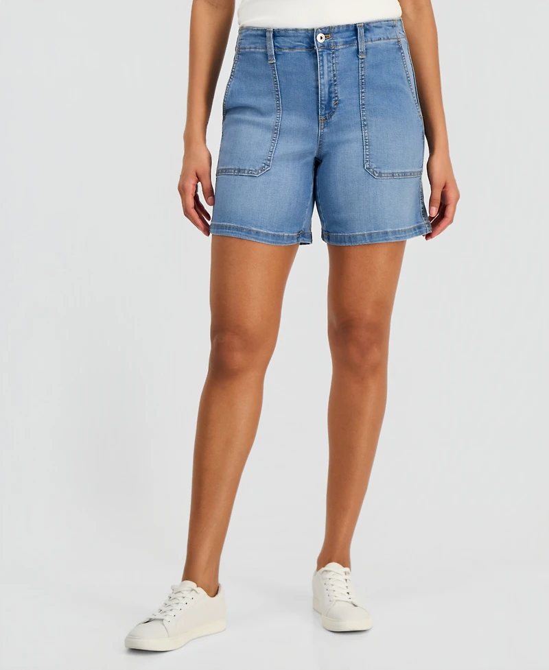 Style & Co Women's High-Rise Utility Pocket Denim Shorts, Macy's Exclusive