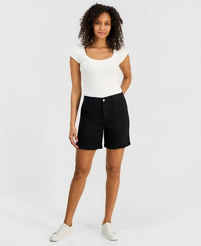 Style & Co Women's High-Rise Utility Pocket Denim Shorts, Macy's Exclusive