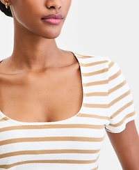 On 34th Women's Scoop-Neck Rib Contrast-Stitch Top, Macy's Exclusive
