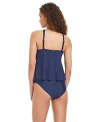 Beyond Control Womens Solid Essentials High Neck Tankini High Waisted Swim Bottoms