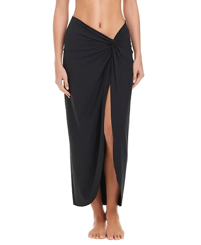 Beyond Control Women's Solid Essentials Long Twist Swim Skirt