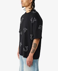 True Religion Men's Short-Sleeve Horseshoe Print Oversized T-Shirt