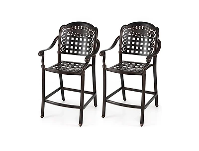 Slickblue Cast Aluminum Outdoor Bar Chairs Set of 2 Counter Height