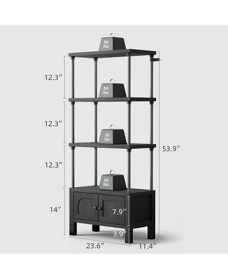 Sugift 54-Inch Tall Bookshelf Bookcase Shelving Unit with Storage Cabinet Heavy for Living Room/Office
