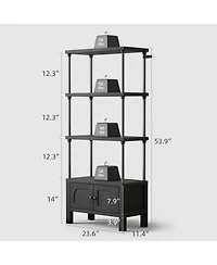 Sugift 54-Inch Tall Bookshelf Bookcase Shelving Unit with Storage Cabinet Heavy for Living Room/Office