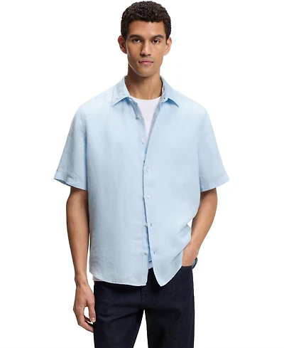 Boss by Hugo Men's Linen Regular-Fit Short-Sleeved Shirt