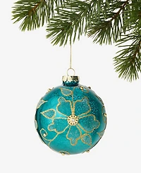 Holiday Lane Enchanted Forest Ball With Flower Ornament, Macy's Exclusive