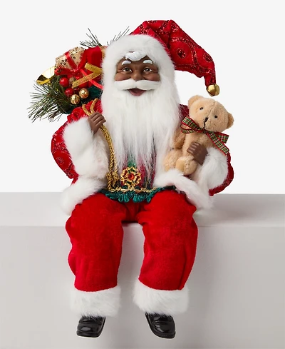 Holiday Lane Heritage African American Sitting Santa, Macy's Exclusive
