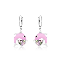 Chanteur Girls Dolphin Hypoallergenic Heart Earrings with Sterling Silver Leverbacks