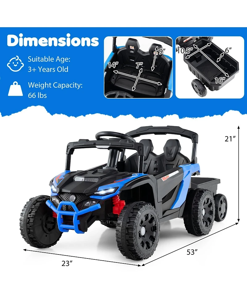 Slickblue 12V Electric Ride On Tractor with Parent Remote for Kids