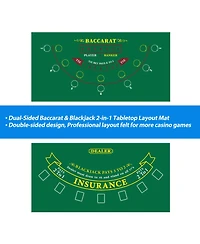 Gse Games & Sports Expert Las Vegas Style Casino Black Jack and Roulette Layout Mat with Instructions Strategy Chart