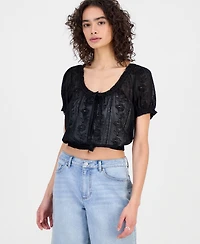 And Now This Women's Cotton Embroidered Cropped Blouse, Macy's Exclusive
