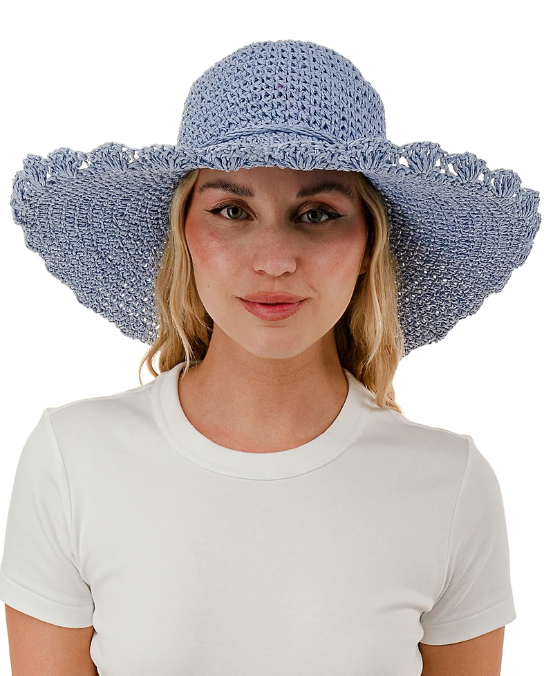Marcus Adler Scalloped Straw Sun Hat